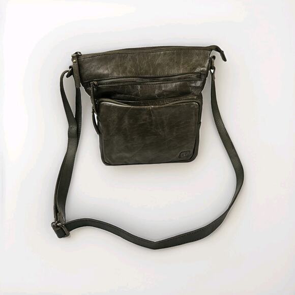 Wise Owl Genuine Leather Crossbody Handbag Purse Olive Green Boho Western - Picture 1 of 14
